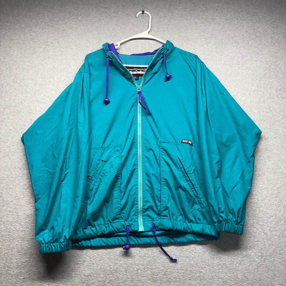 Vintage Pacific Trail Windbreaker Jacket Mens Medium Teal Purple 90 Gorpcore Y2K